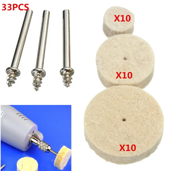 33pcs Wool Polishing Wheel Grinder Accessories for Rotary Tool