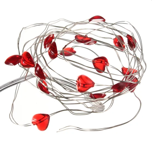 2M 20 LED Battery Powered Heart String Fairy Light For Christmas Party Weddinng Decor