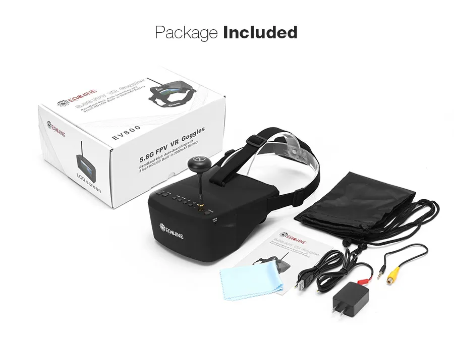 Eachine EV800 5 Inches 800x480 FPV Goggles 5.8G 40CH Raceband Auto-Searching Build In Battery
