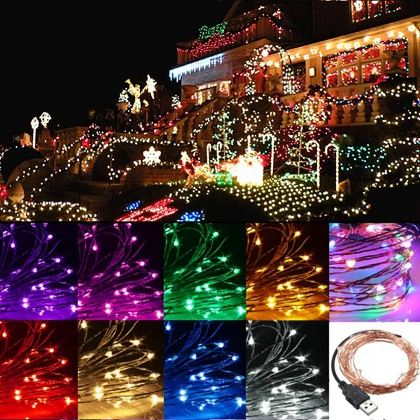10M 100 LED USB Copper Wire LED String Fairy Light for Christmas Party Decor