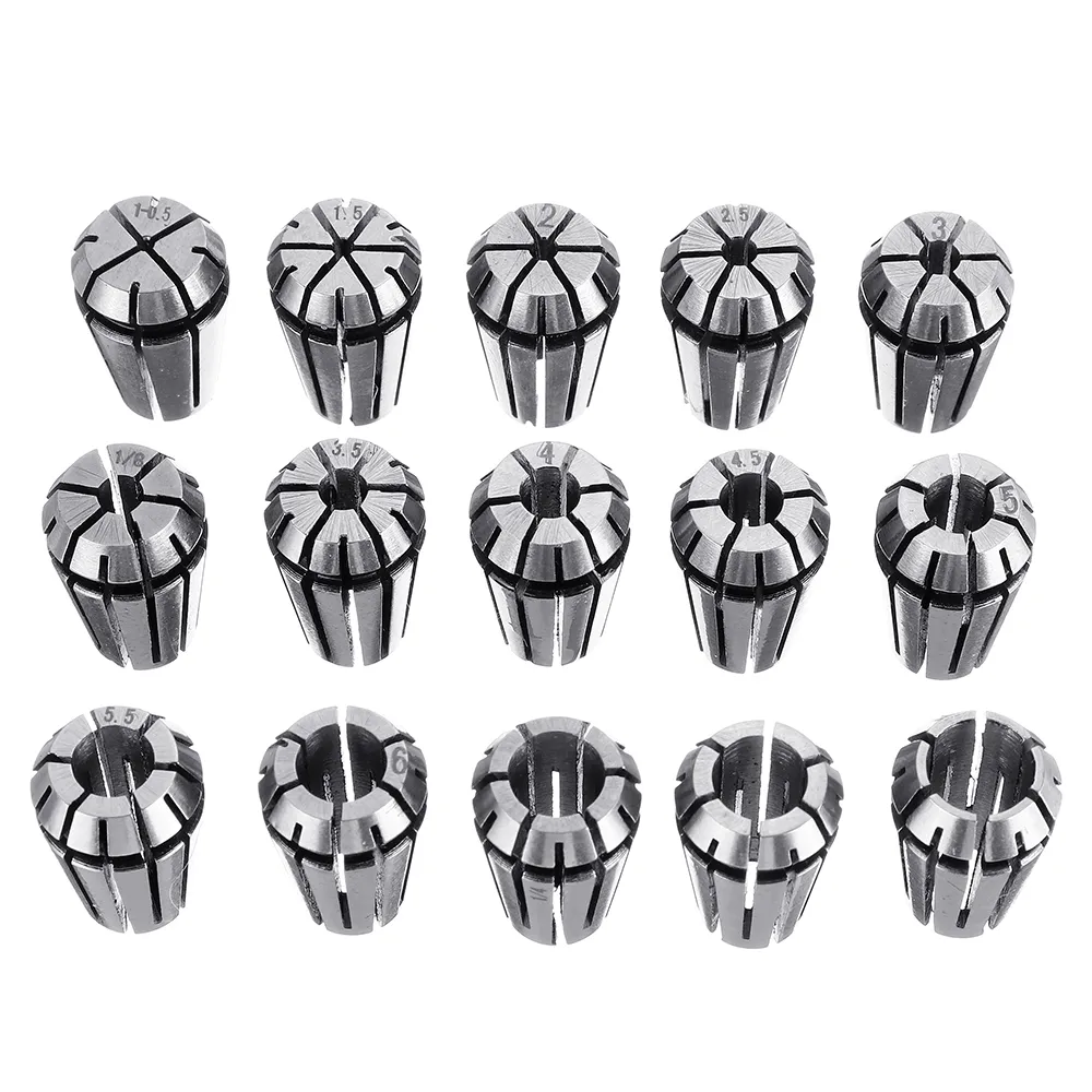 Machifit 15pcs ER11 1mm to 7mm Spring Collet Set Collet Chuck for CNC Milling Lathe Tools