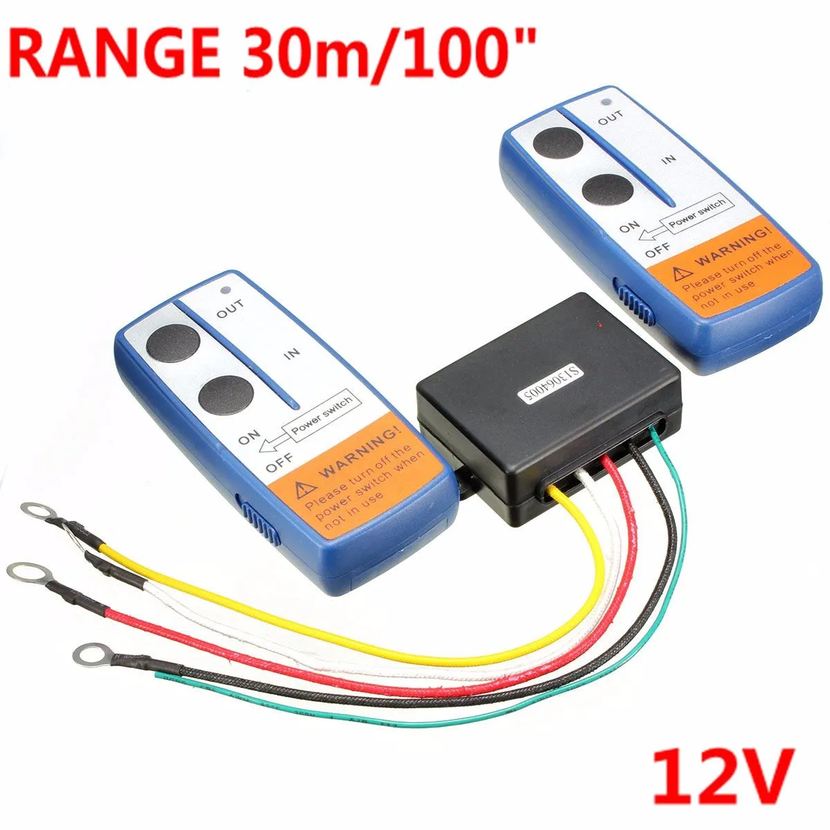 12V 100ft Wireless Winch Remote Controller Recovery Crane Twin Han