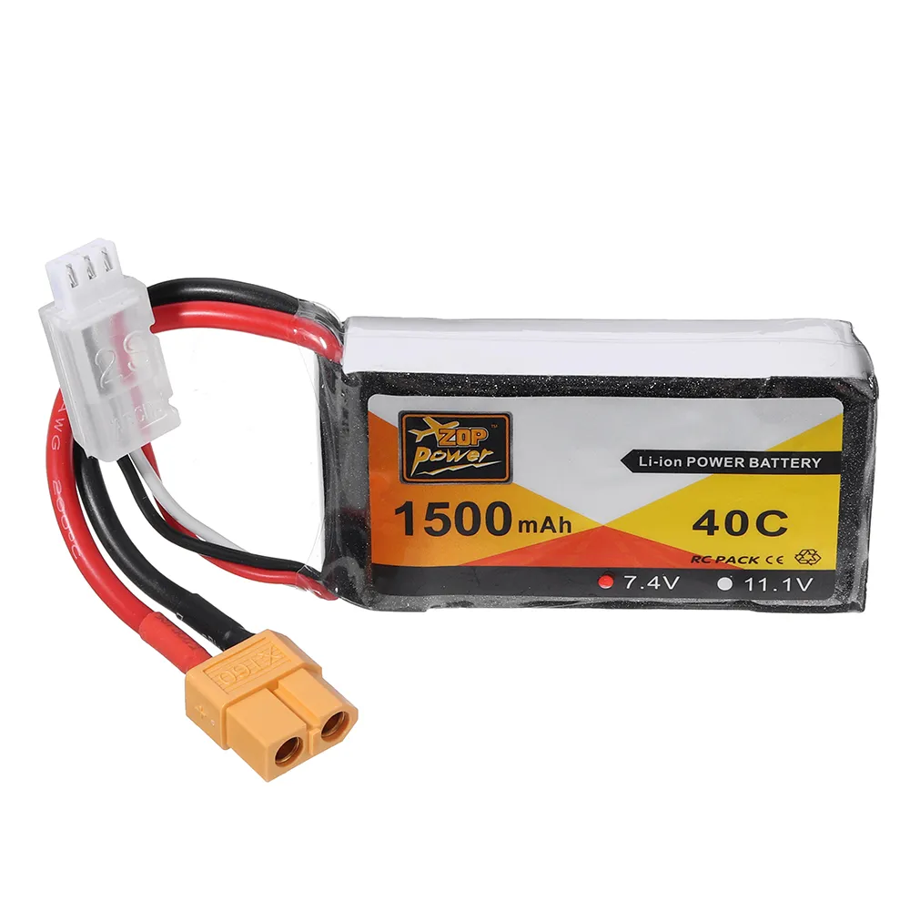 ZOP Power 7.4V 1500mAh 40C 2S Lipo Battery XT60 Plug