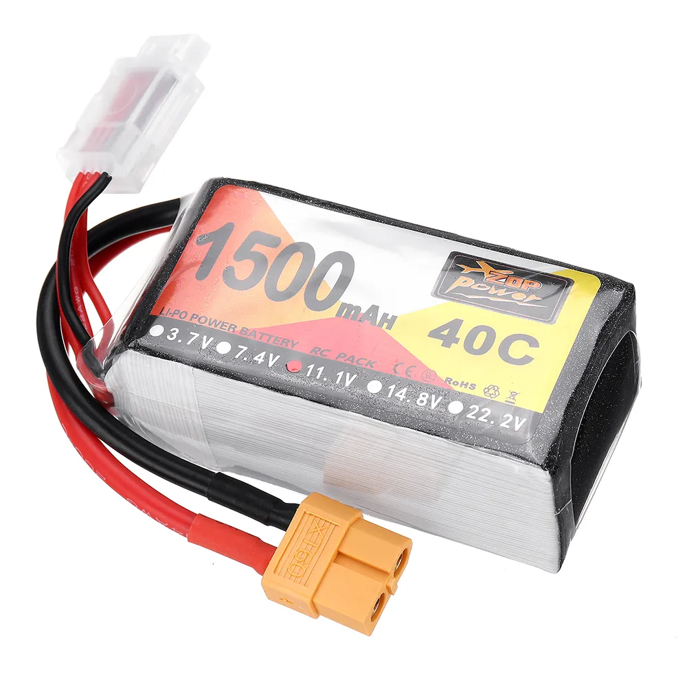 ZOP Power 11.1V 1500mAh 40C 3S Lipo Battery XT60 Plug for Eachine Wizard X220 FPV Racing RC Drone ZOP Power 11.1V 1500mAh 40C 3S Lipo Battery XT60 Plug for Eachine Wizard X220 FPV Racing RC Drone