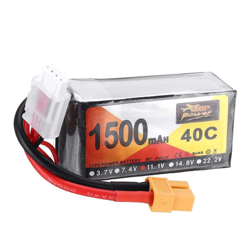 ZOP Power 11.1V 1500mAh 40C 3S Lipo Battery XT60 Plug for Eachine Wizard X220 FPV Racing RC Drone ZOP Power 11.1V 1500mAh 40C 3S Lipo Battery XT60 Plug for Eachine Wizard X220 FPV Racing RC Drone