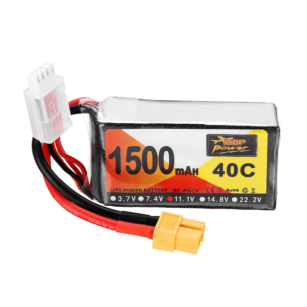 ZOP Power 11.1V 1500mAh 40C 3S Lipo Battery XT60 Plug for Eachine Wizard X220 FPV Racing RC Drone ZOP Power 11.1V 1500mAh 40C 3S Lipo Battery XT60 Plug for Eachine Wizard X220 FPV Racing RC Drone