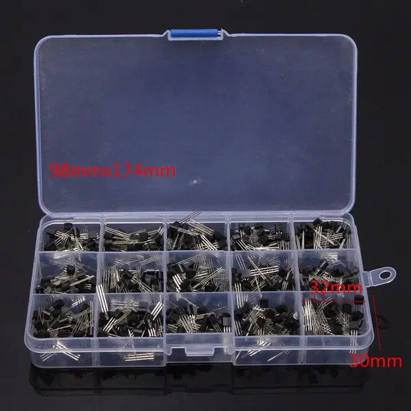 Geekcreit® 600Pcs TO-92 NPN PNP Bipolar Transistor 15 Value Assortment Kit