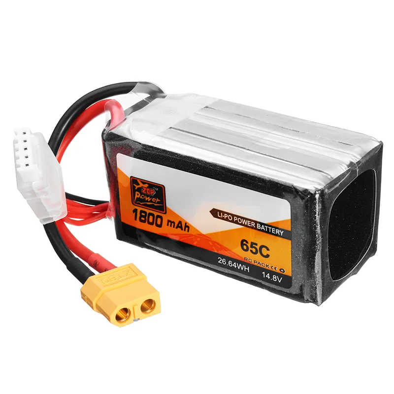 2 PCS ZOP Power 14.8V 1800mAh 65C 4S Lipo Battery XT60 Plug
