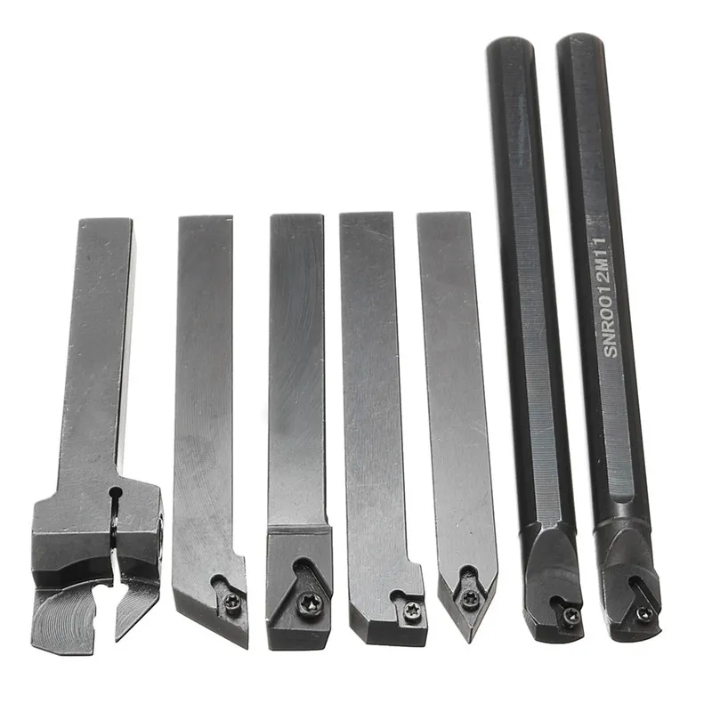 Machifit 7pcs 12mm Shank Lathe Boring Bar Turning Tool Holder Set with Carbide Inserts