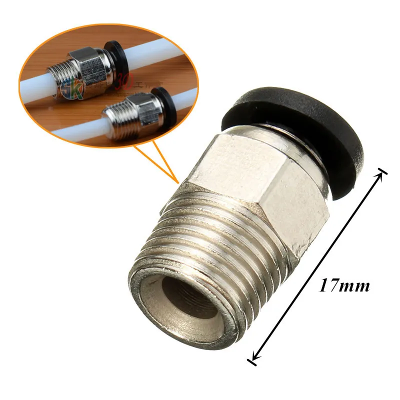 PC4-01 Pneumatic Connector For 1.75mm PTFE Tube Quick Coupler Feed Inlet 3D Printer Part