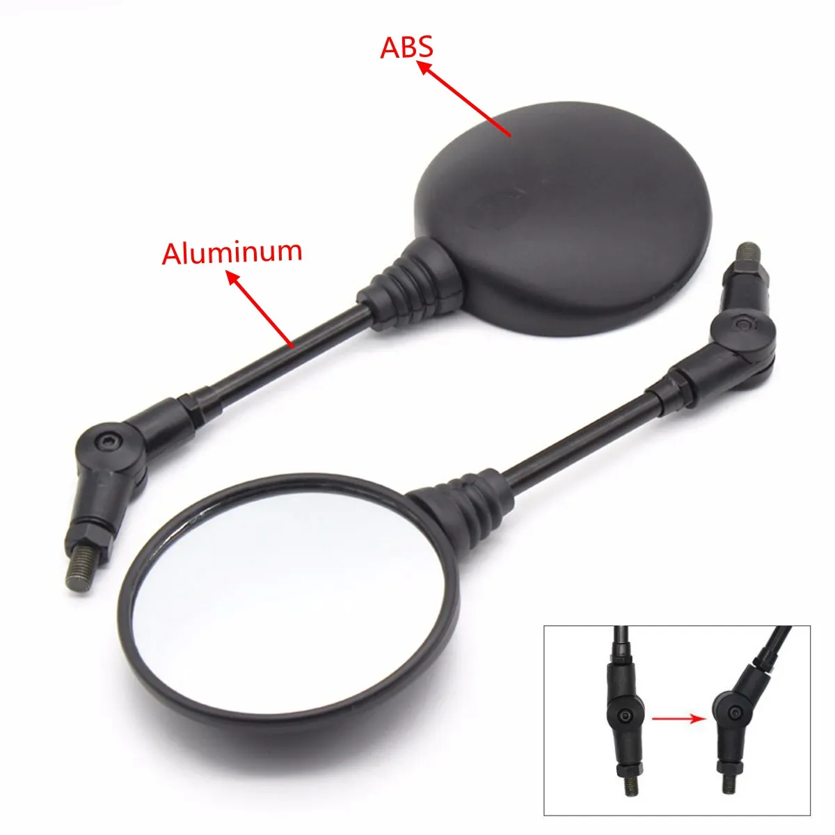 Round Motorcycle Folding Rear View Side Mirror M10x1.25mm