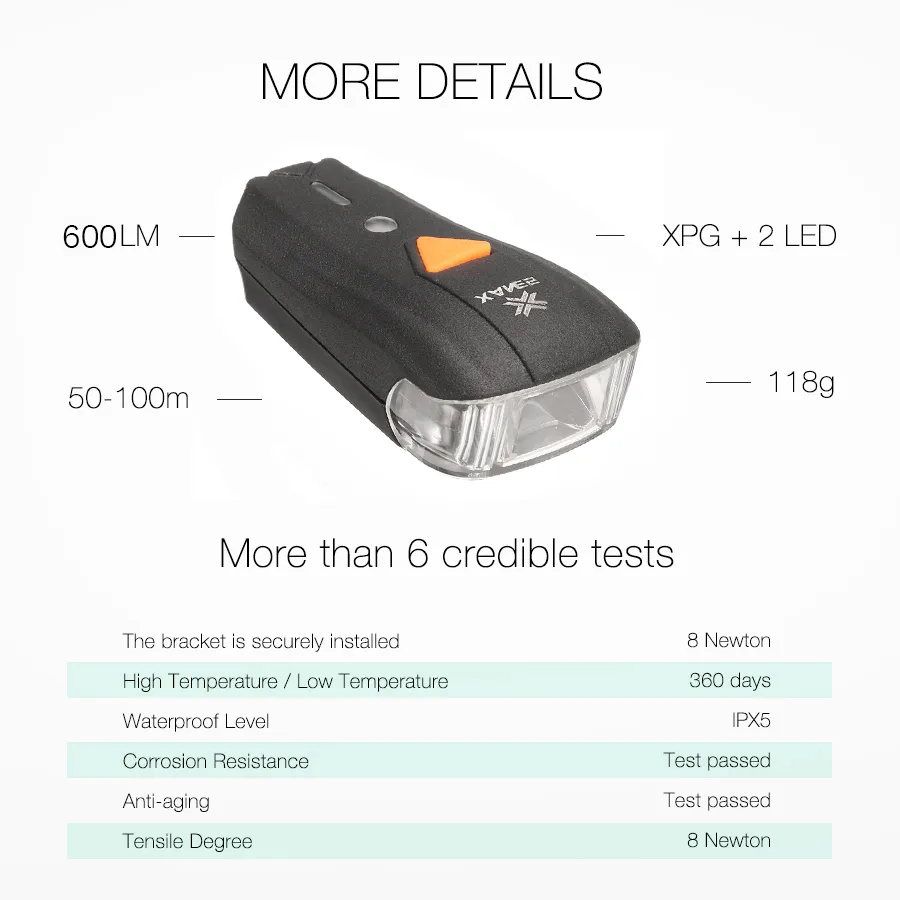600LM XPG + 2 LED Bicycle German Standard Smart Sensor Warning Light Bike Front Light Headlight