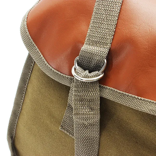 Motorcycle Bike Side Saddle Bag Canvas Luggage Khaki Bag 