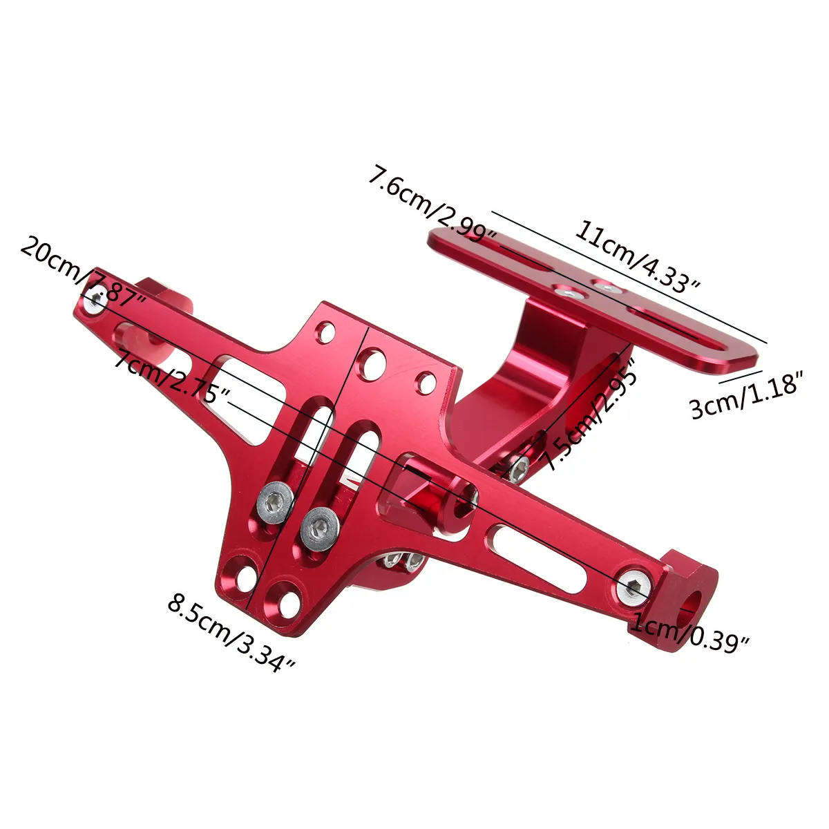 12V CNC Motorcycle Alloy License Number Plate Holder Bracket LED Lights Universal