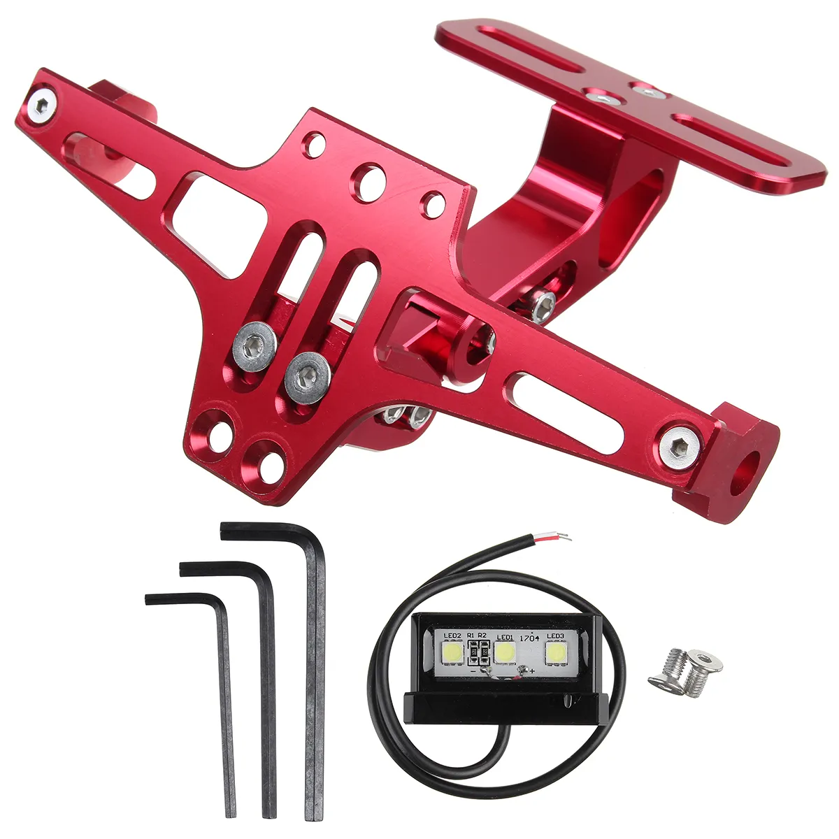 12V CNC Motorcycle Alloy License Number Plate Holder Bracket LED Lights Universal