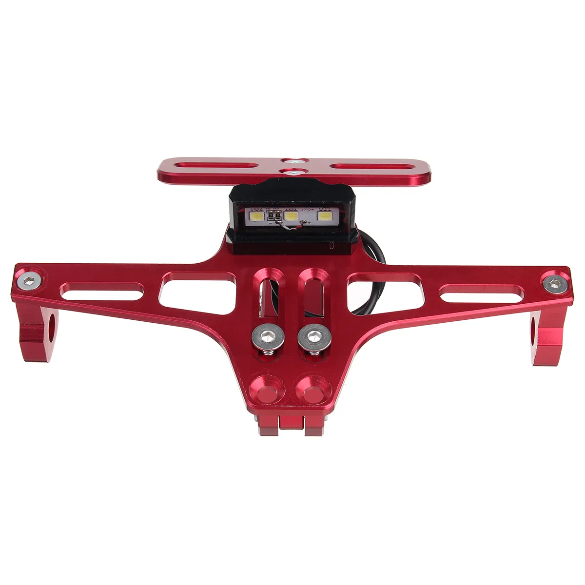12V CNC Motorcycle Alloy License Number Plate Holder Bracket LED Lights Universal