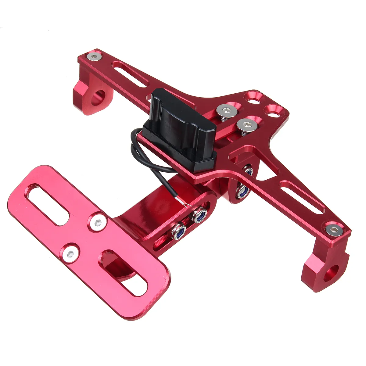 12V CNC Motorcycle Alloy License Number Plate Holder Bracket LED Lights Universal