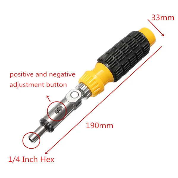 Direction Variable Ratchet Screwdriver Handle 1/4 Inch Ratchet Wrench Screwdriver Tool