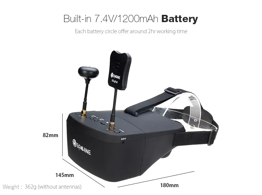 Eachine EV800D 5.8G 40CH Diversity FPV Goggles 5 Inch 800*480 Video Headset HD DVR Build in Battery