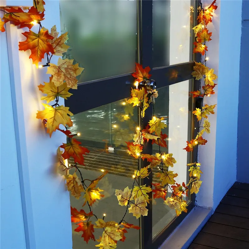 Battery Powered 1.65M 10LEDs Fall Leaves Shaped Indoor Fairy String Light For Christmas 
