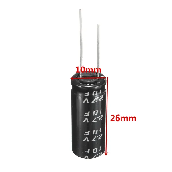 20pcs 2.7V 10F Cylindrical Ultra Super Farad Capacitor High Power Capacitance Supercap Fast Charge Long Life 10 x 26mm