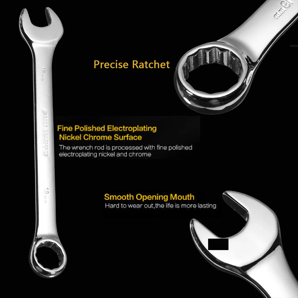 12pcs Spanners Wrench Chrome Vanadium Steel Polished Tool Set Kit 6-19mm