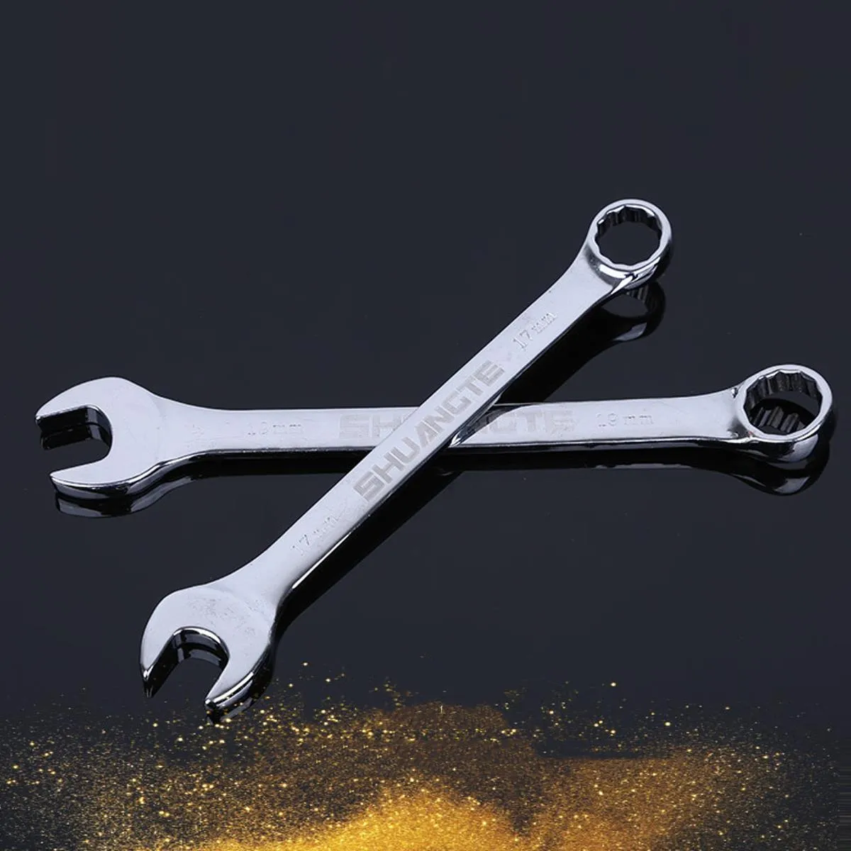 12pcs Spanners Wrench Chrome Vanadium Steel Polished Tool Set Kit 6-19mm