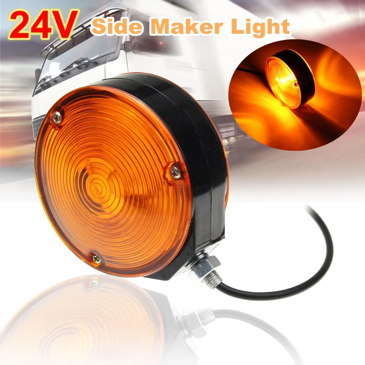 24V Side Maker Light Earring Amber Mirror Lamp For Trailer Truck Lorry