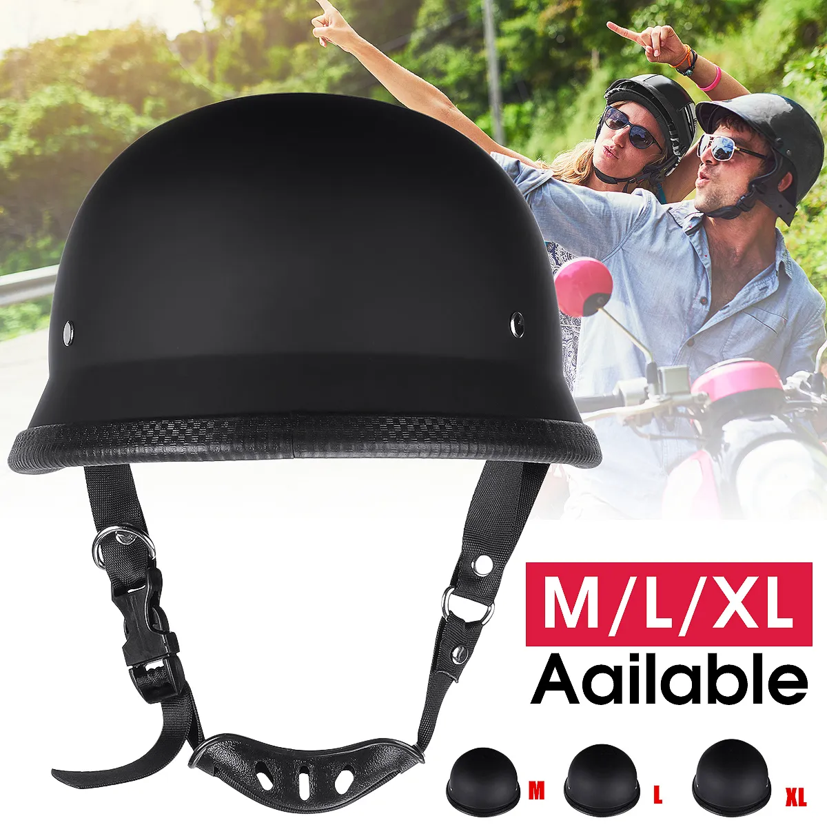 Motorcycle German Style Half Face Helmet Motocross Matte Black M/L/XL
