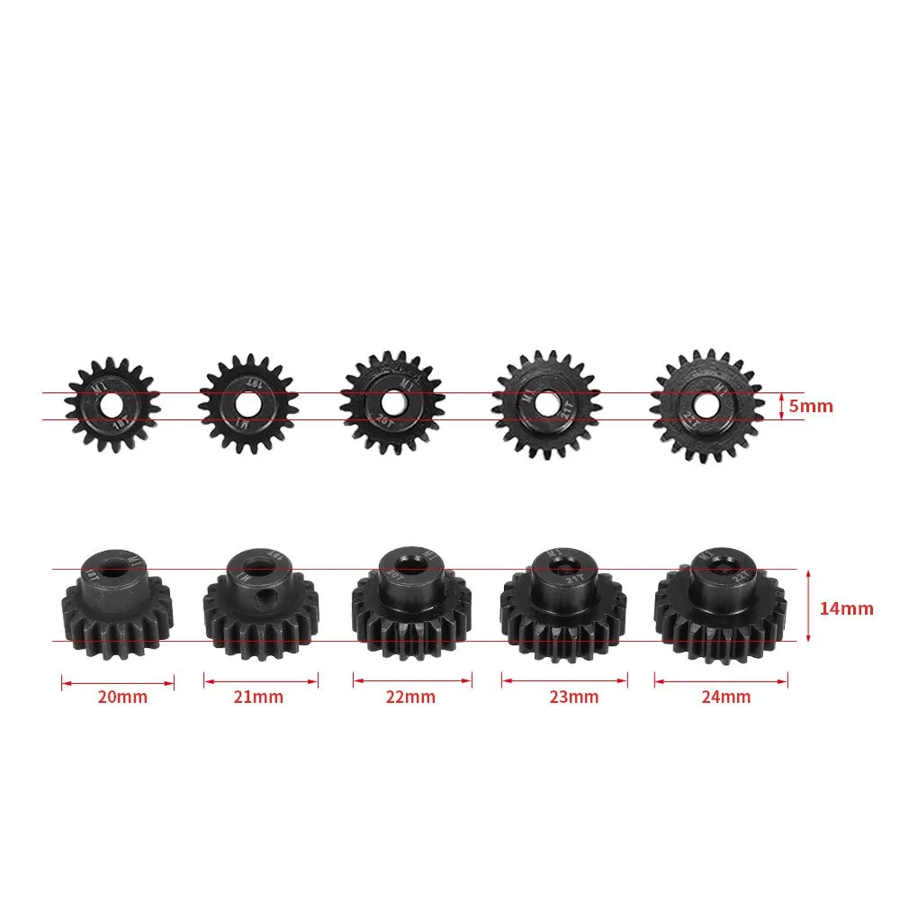 5PCS M1 5mm 18T 19T 20T 21T 22T Pinion Engine Gear for Rc Car 1/8 Brushed Brushless Motor