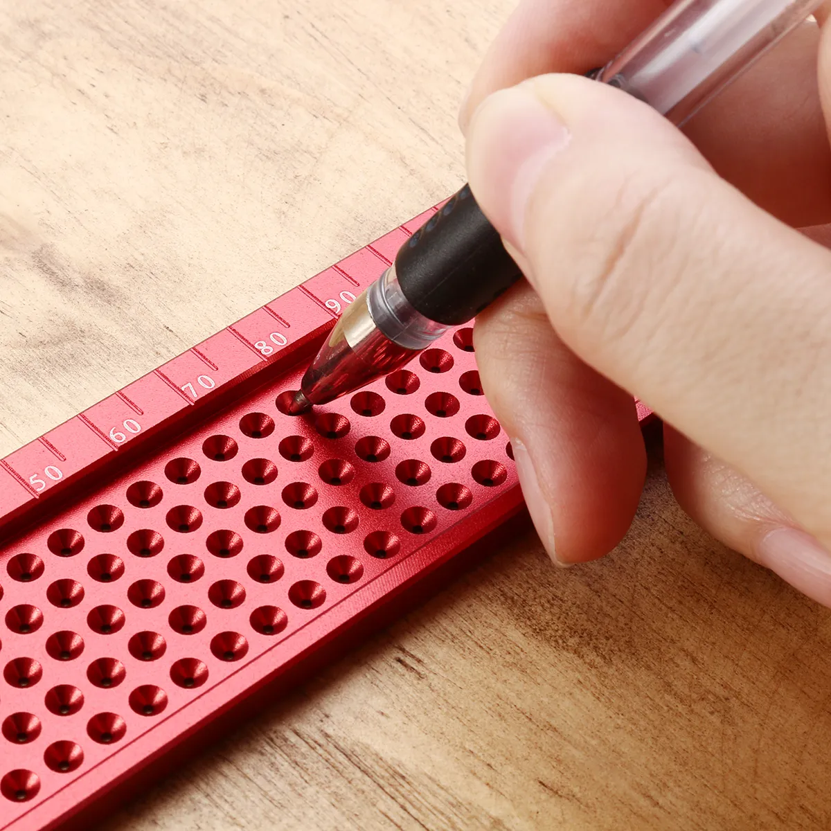 Drillpro Aluminium Alloy T-160 Hole Positioning Metric Measuring Ruler Woodworking Precision Marking Scriber