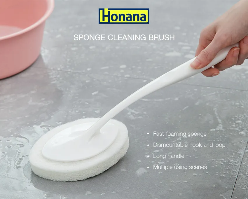 Honana Home Multifunctional Long Handle Dismountable Hook and Loop Design Sponge Cleaning Brush Honana Home Multifunctional Long Handle Dismountable Hook and Loop Design Sponge Cleaning Brush