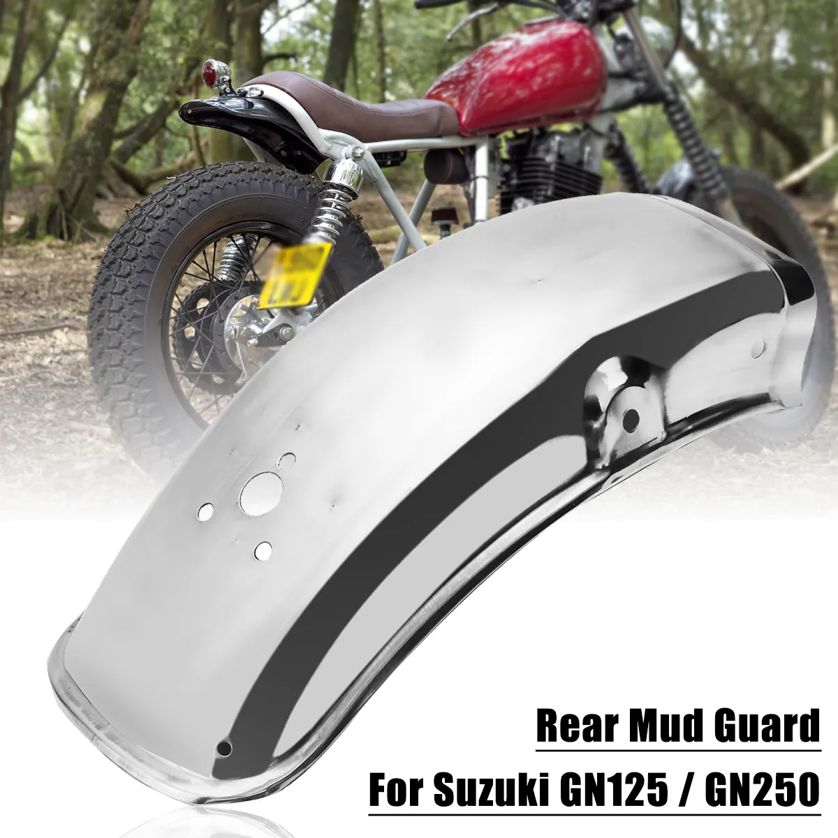 42.5cm Chrome Steel Motorcycle Rear Mudguard Guard Fender For Suzuki GN125 GN250