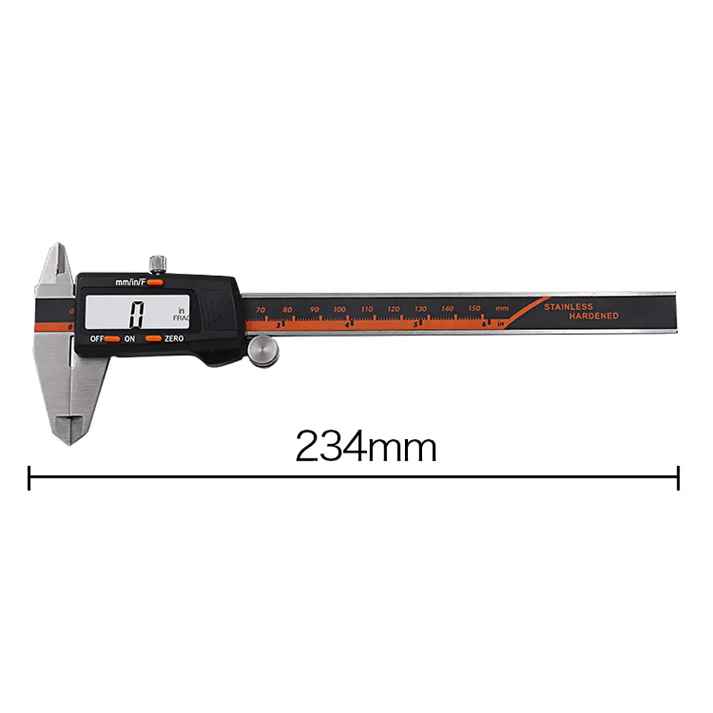 DANIU 150mm Stainless Steel LCD Screen Display Digital Caliper 6 Inch Fraction / MM / Inch High Prec