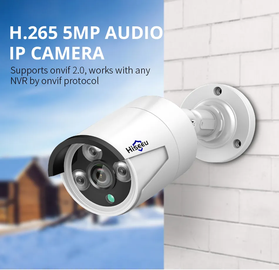 Hiseeu HB615 H.265 5MP Security IP Camera POE ONVIF Outdoor Waterproof IP66 CCTV P2P Video Camera