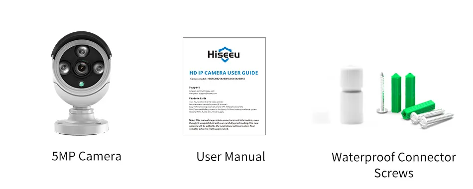 Hiseeu HB615 H.265 5MP Security IP Camera POE ONVIF Outdoor Waterproof IP66 CCTV P2P Video Camera