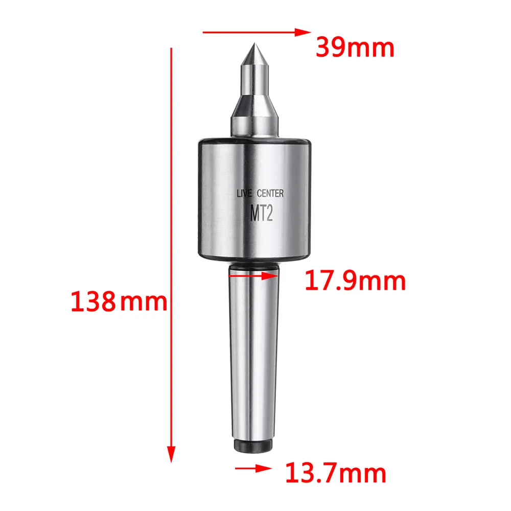 MT2 0.02 Inch CNC Accuracy Steel Lathe Live Center Taper Tool Triple Bearing
