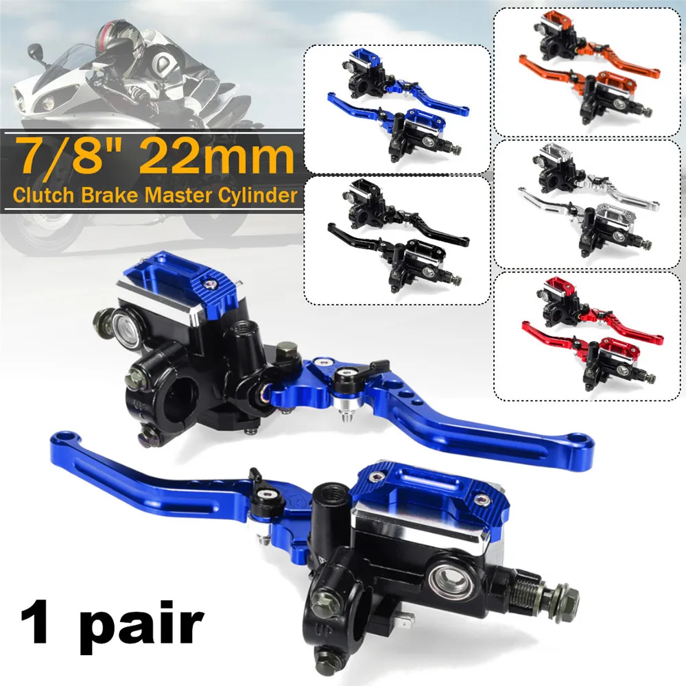 7/8 Motorcycle Master Cylinder Hydraulic Brake Pump Clutch Handlebar Lever Reservoir Set 7/8 Motorcycle Master Cylinder Hydraulic Brake Pump Clutch Handlebar Lever Reservoir Set