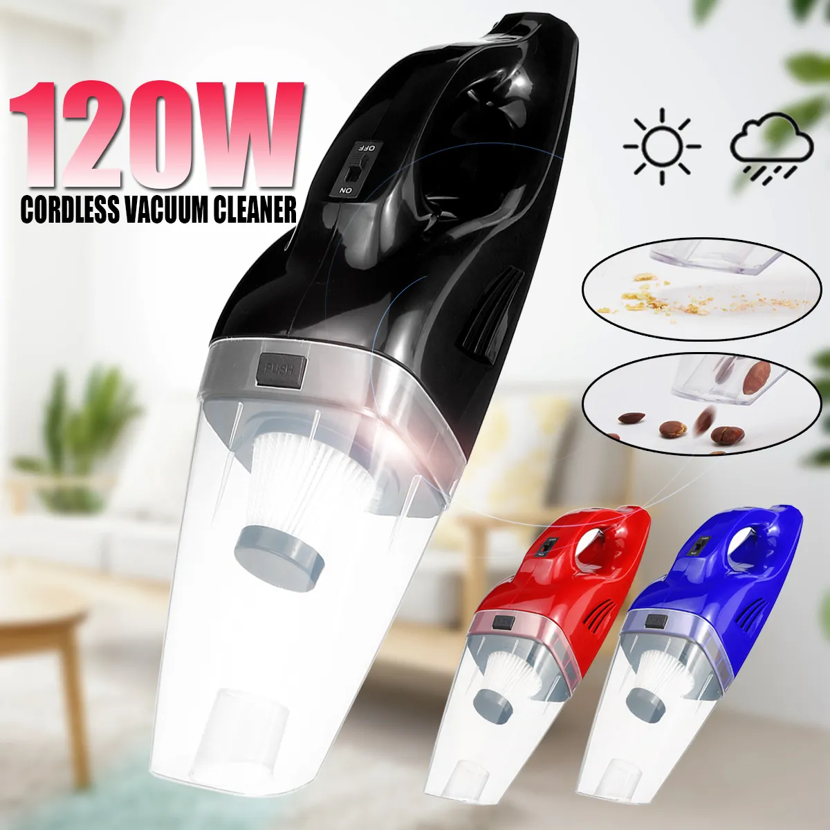 120W Wireless Rechargeable Car Home Dual Use Vacuum Cleaner
