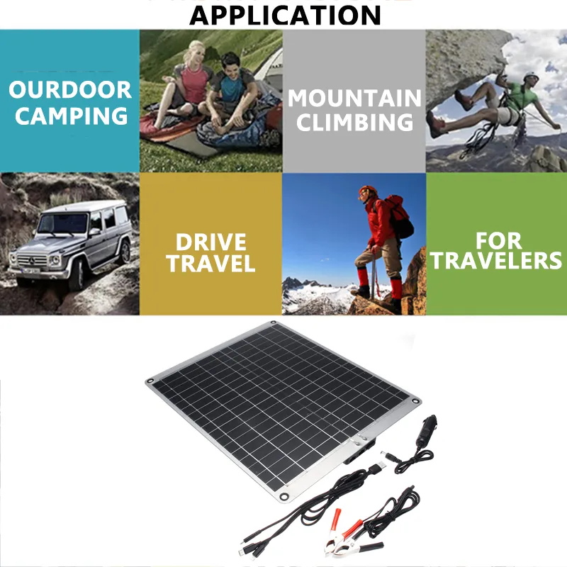12V/5V 20W Monocrystalline Silicon Solar Panel With Alligator Clip