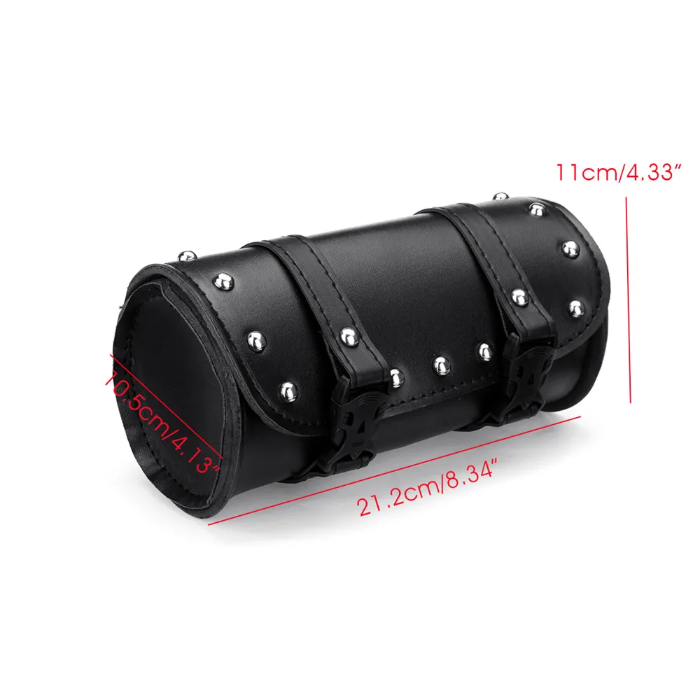 Motorcycle Front Fork Tool Saddlebags Pouch Luggage Black Leather For Harley