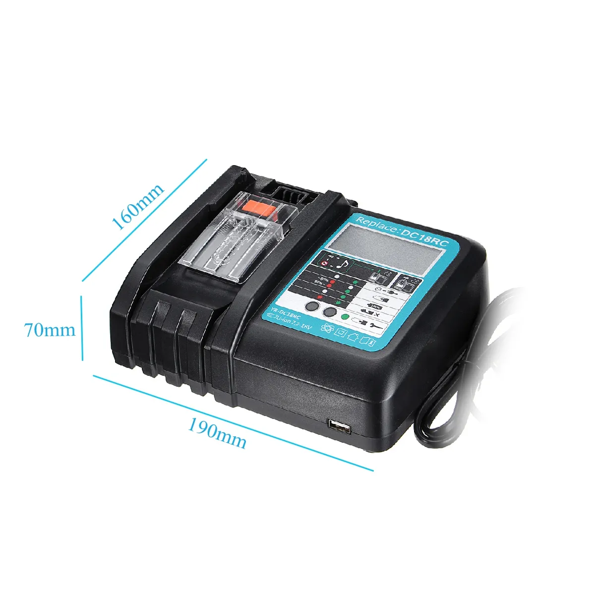 DC18RC Fast Lithium-Ion USB Battery Charger LED Display BL1830 BL1840 BL1850 For 14.4V 18V Mak Battery