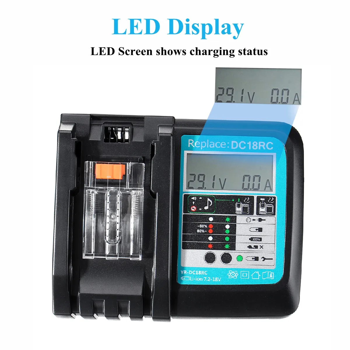 DC18RC Fast Lithium-Ion USB Battery Charger LED Display BL1830 BL1840 BL1850 For 14.4V 18V Mak Battery
