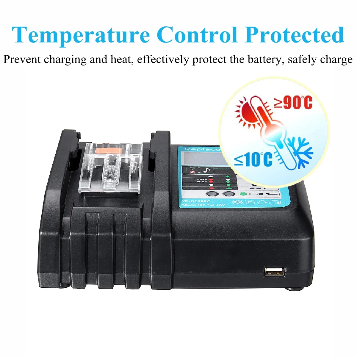 DC18RC Fast Lithium-Ion USB Battery Charger LED Display BL1830 BL1840 BL1850 For 14.4V 18V Mak Battery