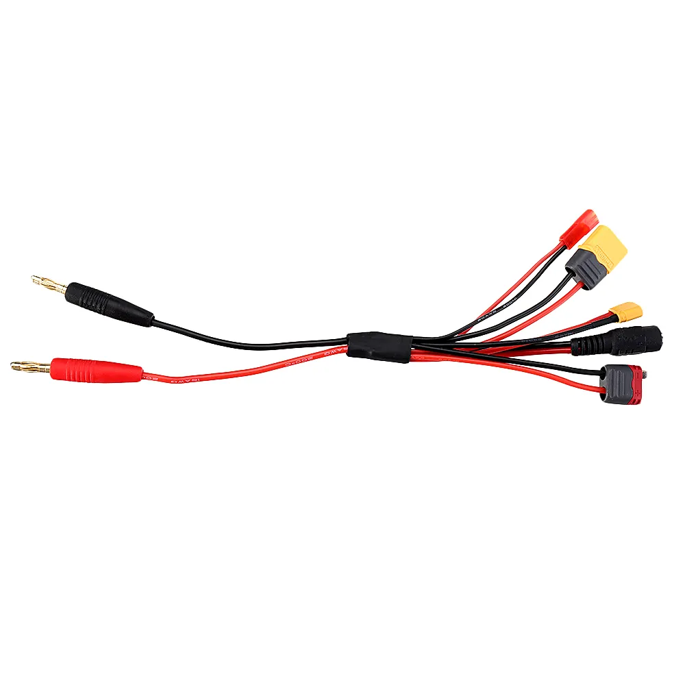 20cm 20AWG 4.0mm Banana Plug to XT60 XT30 DC5.5 T Plug Charger Adapter Cable for IMAX B6 ISDT Charger