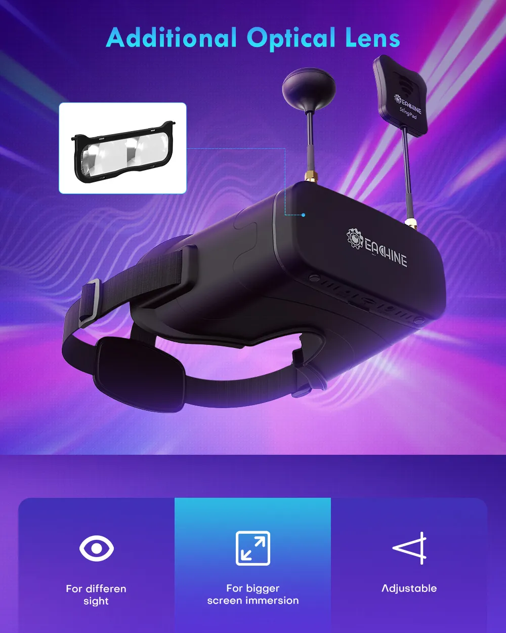 Eachine EV800DM Varifocal 5.8G 40CH Diversity FPV Goggles with HD DVR 3 Inch 900*600 Video Headset Build in 2000mAh Battery Eachine EV800DM Varifocal 5.8G 40CH Diversity FPV Goggles with HD DVR 3 Inch 900*600 Video Headset Build in 2000mAh Battery