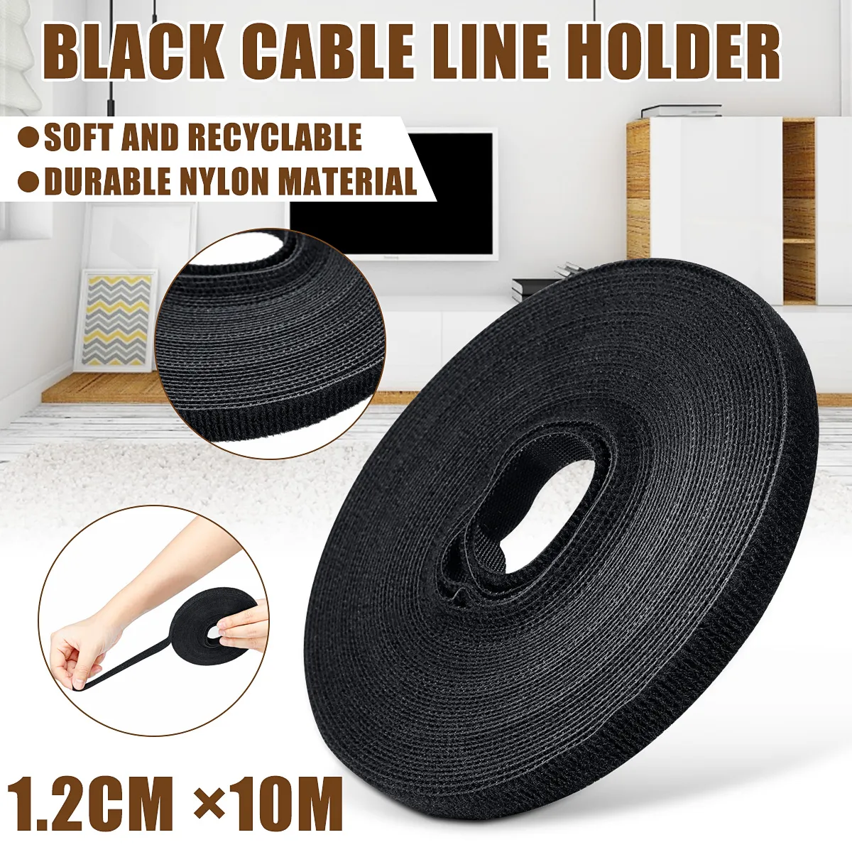 10m Nylon Cable Ties Wrap Ties Fastening Cables Wire Cable Line Holder Winder Clip