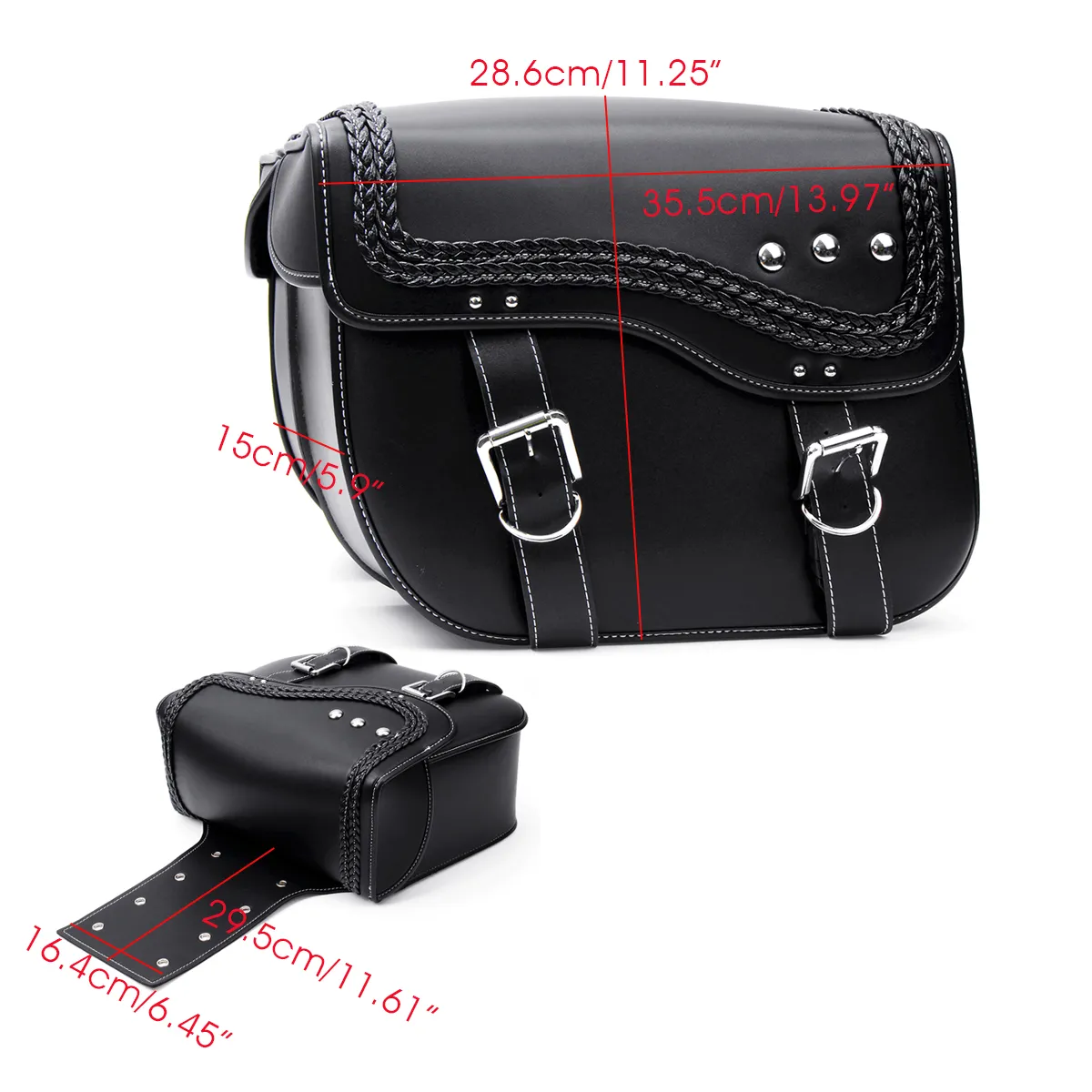 PU Leather Motorcycle Saddlebags Side Luggage Pannier Tool Storage Bag
