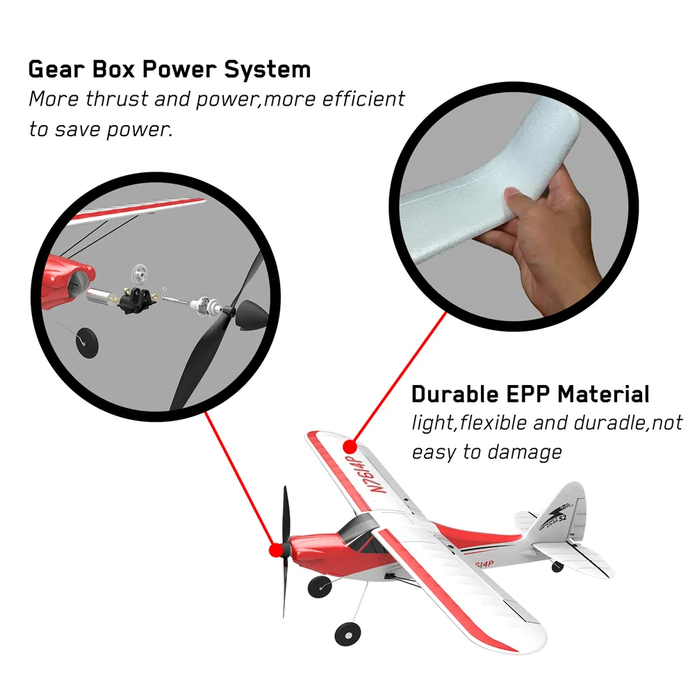 VolantexRC Sport Cub 500 761-4 500mm Wingspan 4CH One-Key Aerobatic Beginner Trainer RC Glider Airplane RTF Built In 6-Axis Gyro
