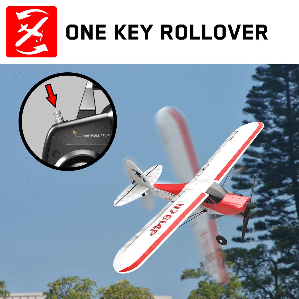 VolantexRC Sport Cub 500 761-4 500mm Wingspan 4CH One-Key Aerobatic Beginner Trainer RC Glider Airplane RTF Built In 6-Axis Gyro
